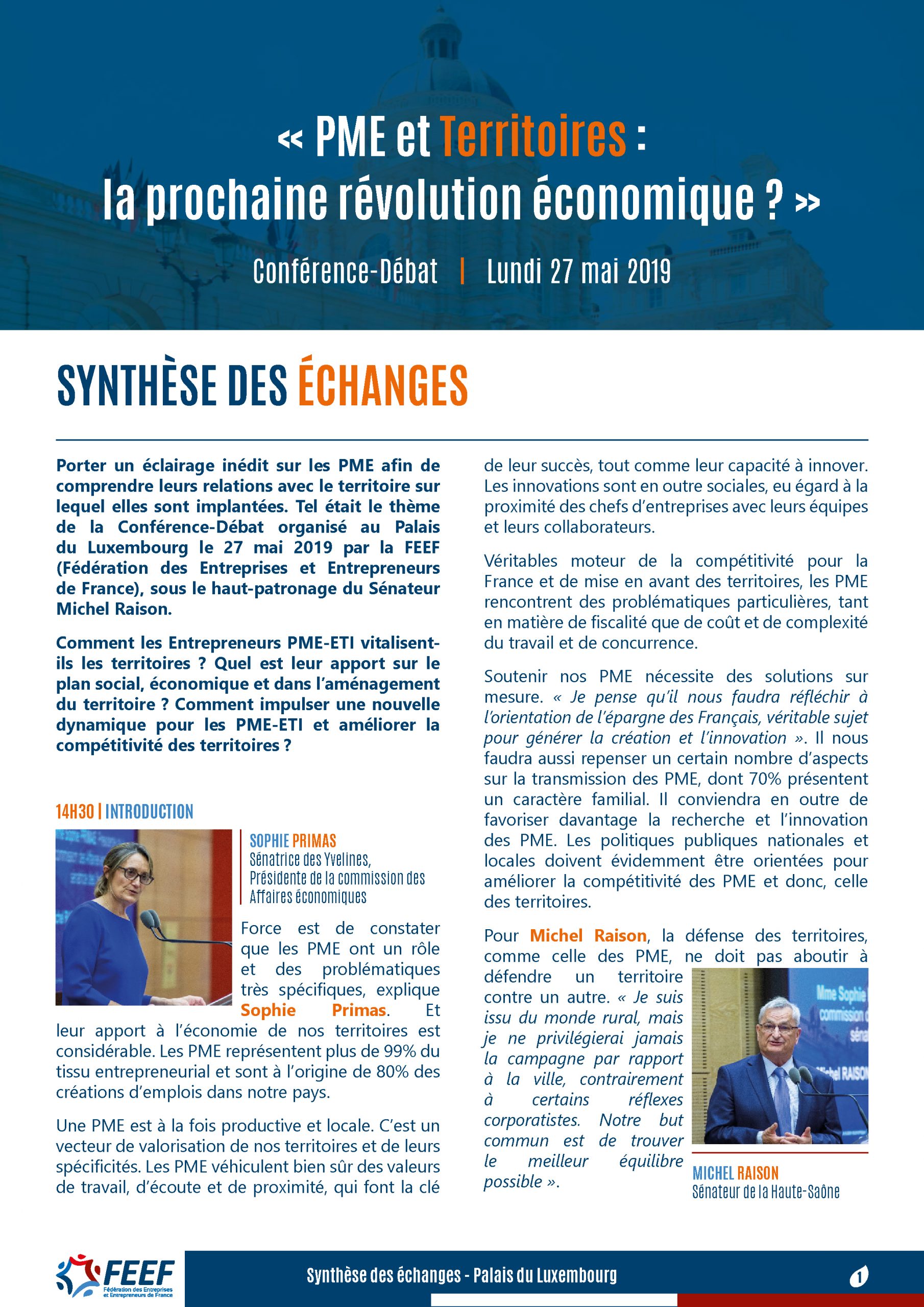 Synthèse Conférence-Débat : PME et Territoires